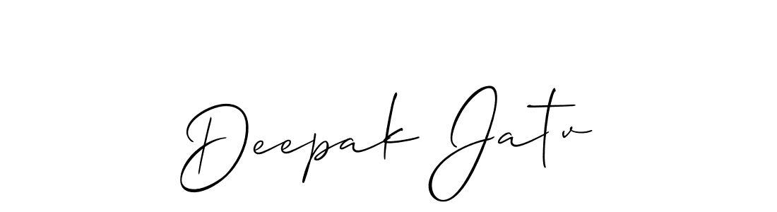 The best way (Allison_Script) to make a short signature is to pick only two or three words in your name. The name Deepak Jatv include a total of six letters. For converting this name. Deepak Jatv signature style 2 images and pictures png