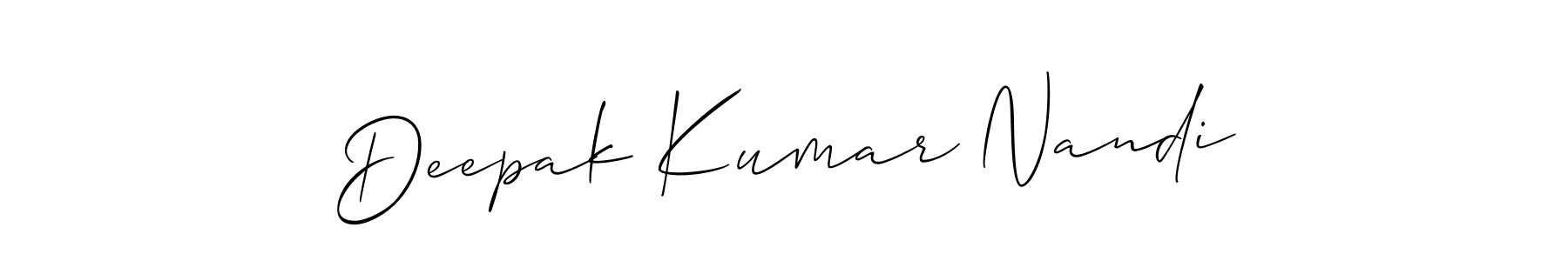 The best way (Allison_Script) to make a short signature is to pick only two or three words in your name. The name Deepak Kumar Nandi include a total of six letters. For converting this name. Deepak Kumar Nandi signature style 2 images and pictures png