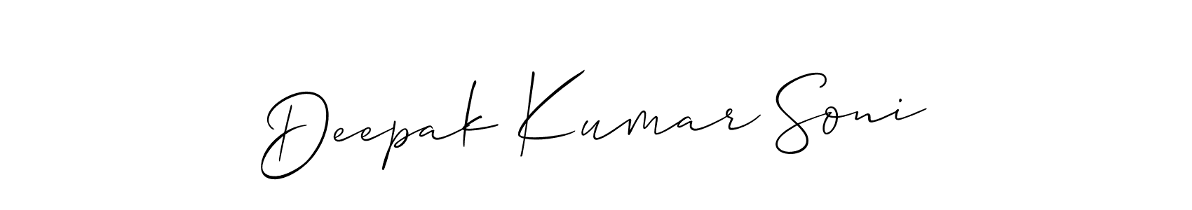 Make a short Deepak Kumar Soni signature style. Manage your documents anywhere anytime using Allison_Script. Create and add eSignatures, submit forms, share and send files easily. Deepak Kumar Soni signature style 2 images and pictures png