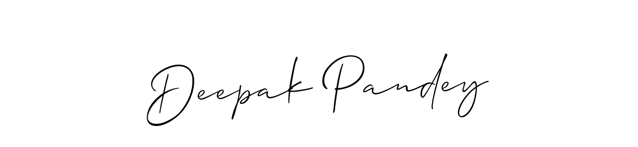 The best way (Allison_Script) to make a short signature is to pick only two or three words in your name. The name Deepak Pandey include a total of six letters. For converting this name. Deepak Pandey signature style 2 images and pictures png