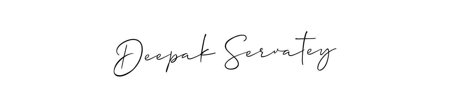 The best way (Allison_Script) to make a short signature is to pick only two or three words in your name. The name Deepak Servatey include a total of six letters. For converting this name. Deepak Servatey signature style 2 images and pictures png