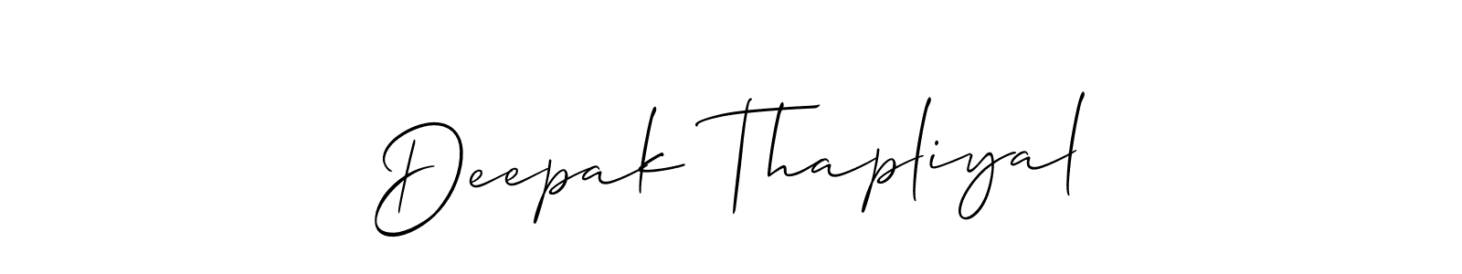 Make a short Deepak Thapliyal signature style. Manage your documents anywhere anytime using Allison_Script. Create and add eSignatures, submit forms, share and send files easily. Deepak Thapliyal signature style 2 images and pictures png