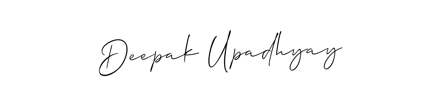 The best way (Allison_Script) to make a short signature is to pick only two or three words in your name. The name Deepak Upadhyay include a total of six letters. For converting this name. Deepak Upadhyay signature style 2 images and pictures png