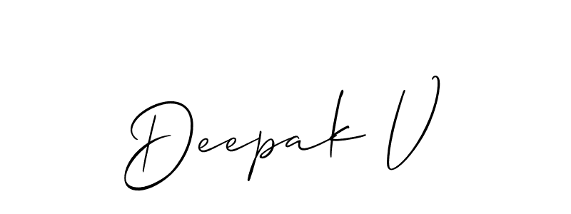 How to make Deepak V name signature. Use Allison_Script style for creating short signs online. This is the latest handwritten sign. Deepak V signature style 2 images and pictures png