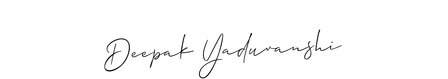 Use a signature maker to create a handwritten signature online. With this signature software, you can design (Allison_Script) your own signature for name Deepak Yaduvanshi. Deepak Yaduvanshi signature style 2 images and pictures png