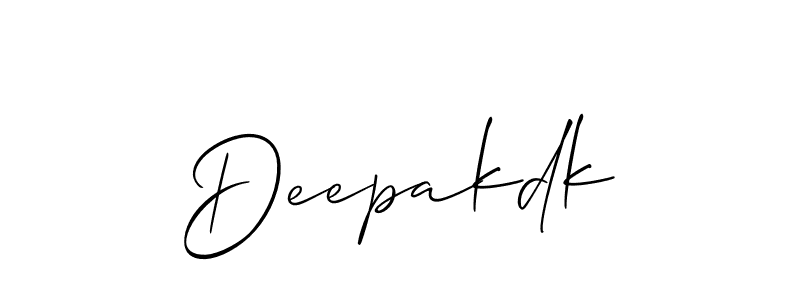 if you are searching for the best signature style for your name Deepakdk. so please give up your signature search. here we have designed multiple signature styles  using Allison_Script. Deepakdk signature style 2 images and pictures png