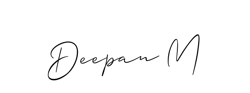 Also You can easily find your signature by using the search form. We will create Deepan M name handwritten signature images for you free of cost using Allison_Script sign style. Deepan M signature style 2 images and pictures png