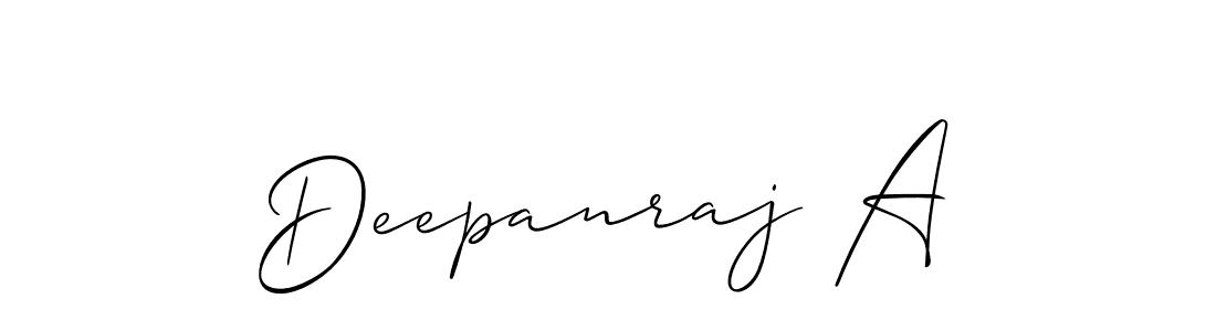 Also we have Deepanraj A name is the best signature style. Create professional handwritten signature collection using Allison_Script autograph style. Deepanraj A signature style 2 images and pictures png