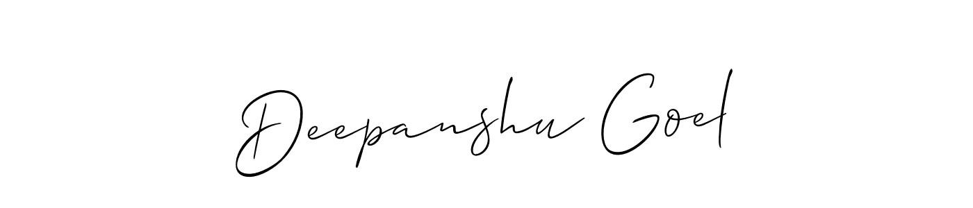 It looks lik you need a new signature style for name Deepanshu Goel. Design unique handwritten (Allison_Script) signature with our free signature maker in just a few clicks. Deepanshu Goel signature style 2 images and pictures png