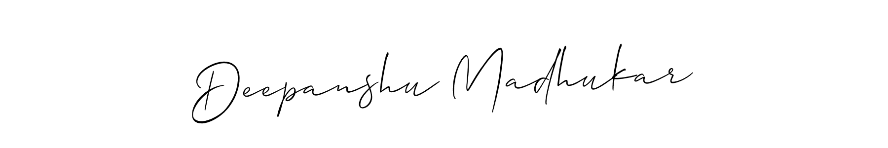 How to make Deepanshu Madhukar name signature. Use Allison_Script style for creating short signs online. This is the latest handwritten sign. Deepanshu Madhukar signature style 2 images and pictures png