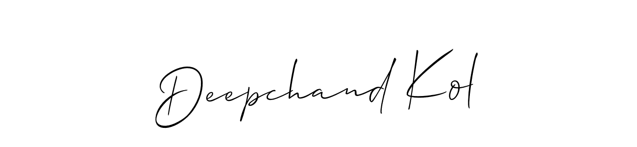 Design your own signature with our free online signature maker. With this signature software, you can create a handwritten (Allison_Script) signature for name Deepchand Kol. Deepchand Kol signature style 2 images and pictures png