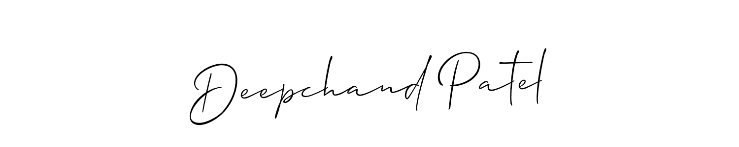 Design your own signature with our free online signature maker. With this signature software, you can create a handwritten (Allison_Script) signature for name Deepchand Patel. Deepchand Patel signature style 2 images and pictures png