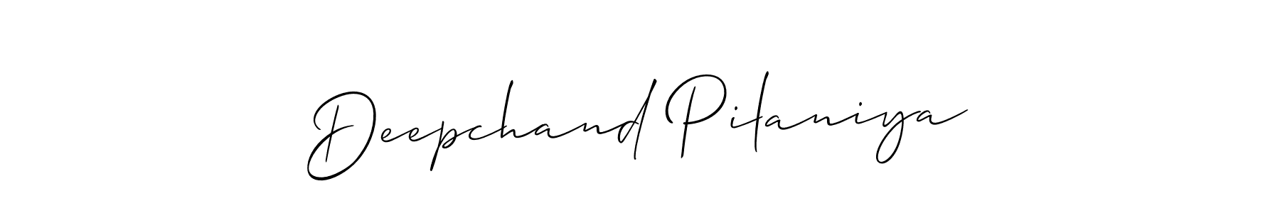 Allison_Script is a professional signature style that is perfect for those who want to add a touch of class to their signature. It is also a great choice for those who want to make their signature more unique. Get Deepchand Pilaniya name to fancy signature for free. Deepchand Pilaniya signature style 2 images and pictures png