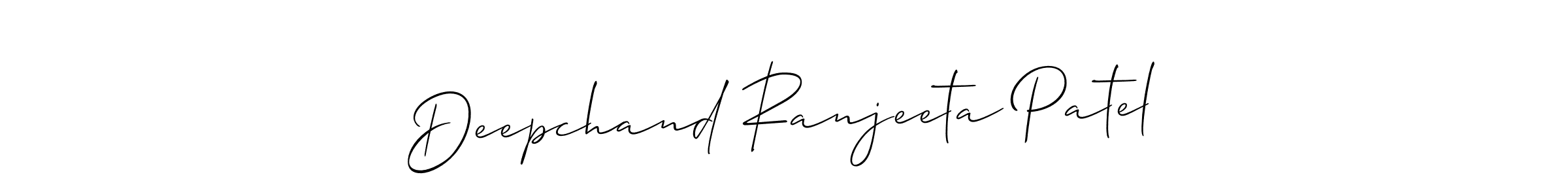 Also You can easily find your signature by using the search form. We will create Deepchand Ranjeeta Patel name handwritten signature images for you free of cost using Allison_Script sign style. Deepchand Ranjeeta Patel signature style 2 images and pictures png