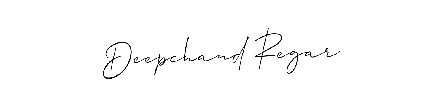 The best way (Allison_Script) to make a short signature is to pick only two or three words in your name. The name Deepchand Regar include a total of six letters. For converting this name. Deepchand Regar signature style 2 images and pictures png