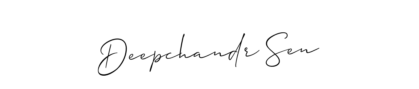 Use a signature maker to create a handwritten signature online. With this signature software, you can design (Allison_Script) your own signature for name Deepchandr Sen. Deepchandr Sen signature style 2 images and pictures png