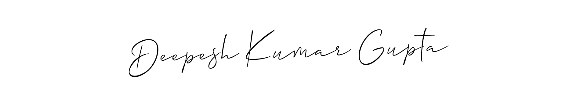 The best way (Allison_Script) to make a short signature is to pick only two or three words in your name. The name Deepesh Kumar Gupta include a total of six letters. For converting this name. Deepesh Kumar Gupta signature style 2 images and pictures png
