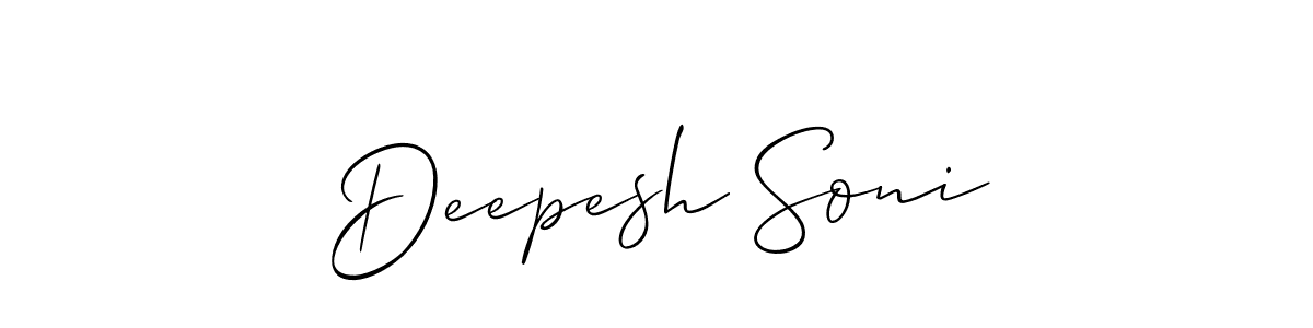 Allison_Script is a professional signature style that is perfect for those who want to add a touch of class to their signature. It is also a great choice for those who want to make their signature more unique. Get Deepesh Soni name to fancy signature for free. Deepesh Soni signature style 2 images and pictures png