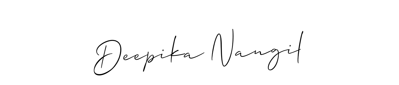 Allison_Script is a professional signature style that is perfect for those who want to add a touch of class to their signature. It is also a great choice for those who want to make their signature more unique. Get Deepika Nangil name to fancy signature for free. Deepika Nangil signature style 2 images and pictures png