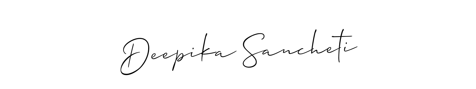 Also You can easily find your signature by using the search form. We will create Deepika Sancheti name handwritten signature images for you free of cost using Allison_Script sign style. Deepika Sancheti signature style 2 images and pictures png