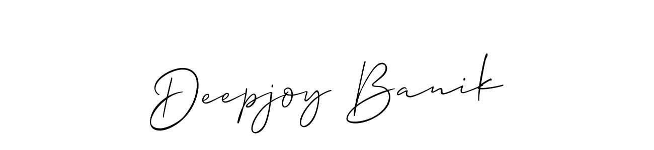 Allison_Script is a professional signature style that is perfect for those who want to add a touch of class to their signature. It is also a great choice for those who want to make their signature more unique. Get Deepjoy Banik name to fancy signature for free. Deepjoy Banik signature style 2 images and pictures png