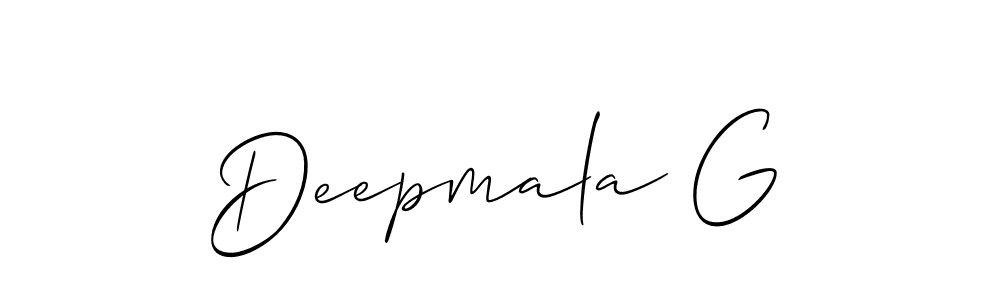 Create a beautiful signature design for name Deepmala G. With this signature (Allison_Script) fonts, you can make a handwritten signature for free. Deepmala G signature style 2 images and pictures png