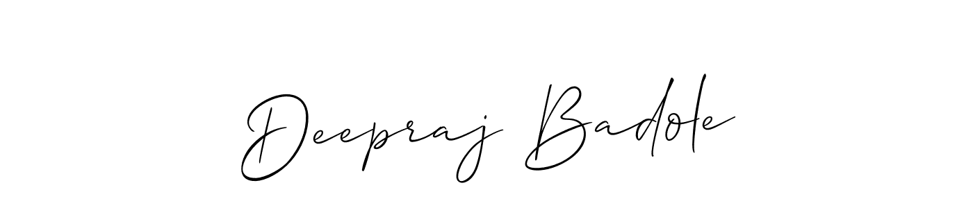 How to make Deepraj Badole name signature. Use Allison_Script style for creating short signs online. This is the latest handwritten sign. Deepraj Badole signature style 2 images and pictures png