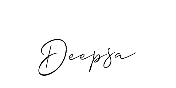 Design your own signature with our free online signature maker. With this signature software, you can create a handwritten (Allison_Script) signature for name Deepsa. Deepsa signature style 2 images and pictures png