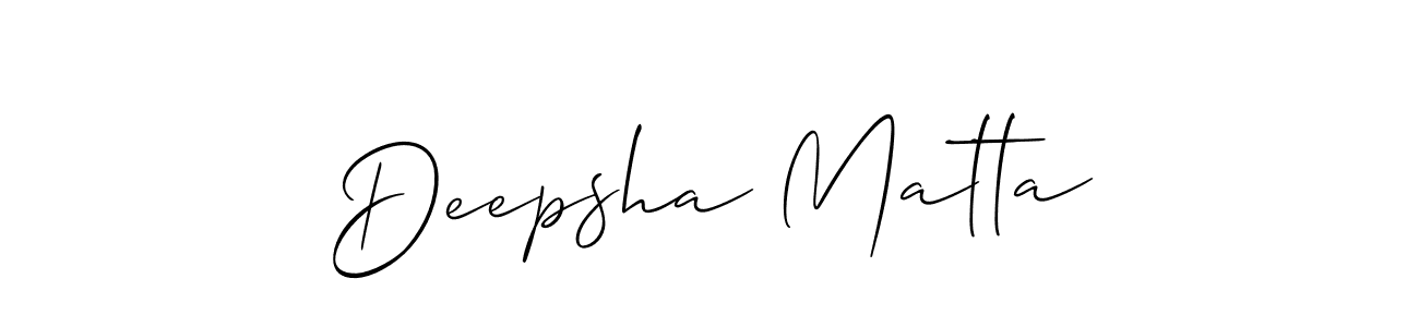 Use a signature maker to create a handwritten signature online. With this signature software, you can design (Allison_Script) your own signature for name Deepsha Matta. Deepsha Matta signature style 2 images and pictures png