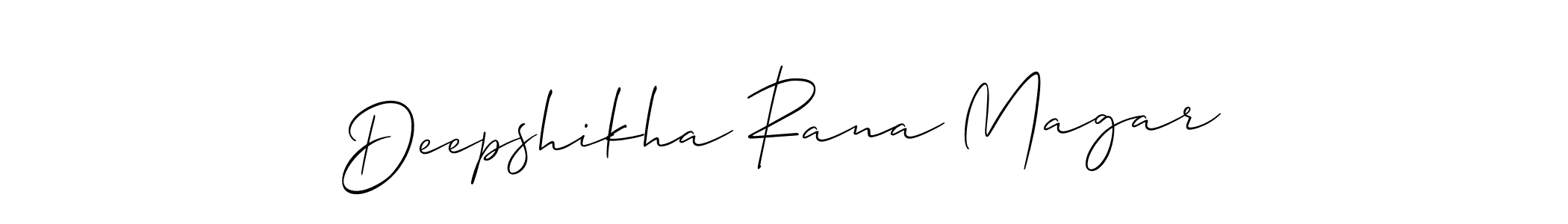 It looks lik you need a new signature style for name Deepshikha Rana Magar. Design unique handwritten (Allison_Script) signature with our free signature maker in just a few clicks. Deepshikha Rana Magar signature style 2 images and pictures png