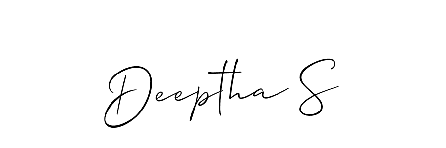 if you are searching for the best signature style for your name Deeptha S. so please give up your signature search. here we have designed multiple signature styles  using Allison_Script. Deeptha S signature style 2 images and pictures png