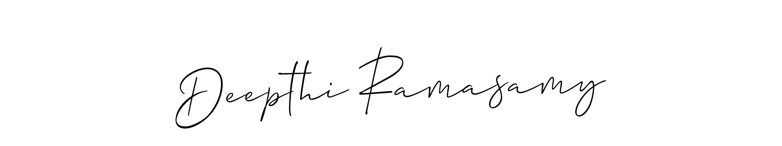 Allison_Script is a professional signature style that is perfect for those who want to add a touch of class to their signature. It is also a great choice for those who want to make their signature more unique. Get Deepthi Ramasamy name to fancy signature for free. Deepthi Ramasamy signature style 2 images and pictures png