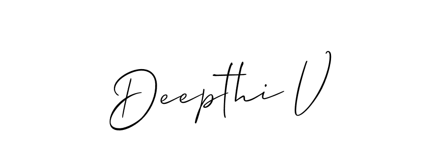 Similarly Allison_Script is the best handwritten signature design. Signature creator online .You can use it as an online autograph creator for name Deepthi V. Deepthi V signature style 2 images and pictures png