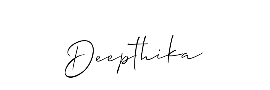 Use a signature maker to create a handwritten signature online. With this signature software, you can design (Allison_Script) your own signature for name Deepthika. Deepthika signature style 2 images and pictures png