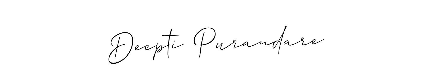 It looks lik you need a new signature style for name Deepti  Purandare. Design unique handwritten (Allison_Script) signature with our free signature maker in just a few clicks. Deepti  Purandare signature style 2 images and pictures png