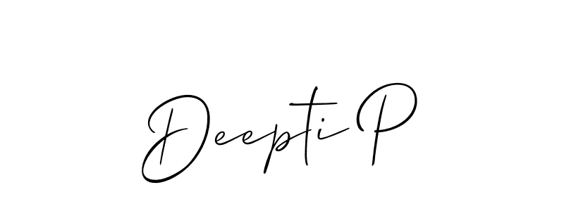 Create a beautiful signature design for name Deepti P. With this signature (Allison_Script) fonts, you can make a handwritten signature for free. Deepti P signature style 2 images and pictures png