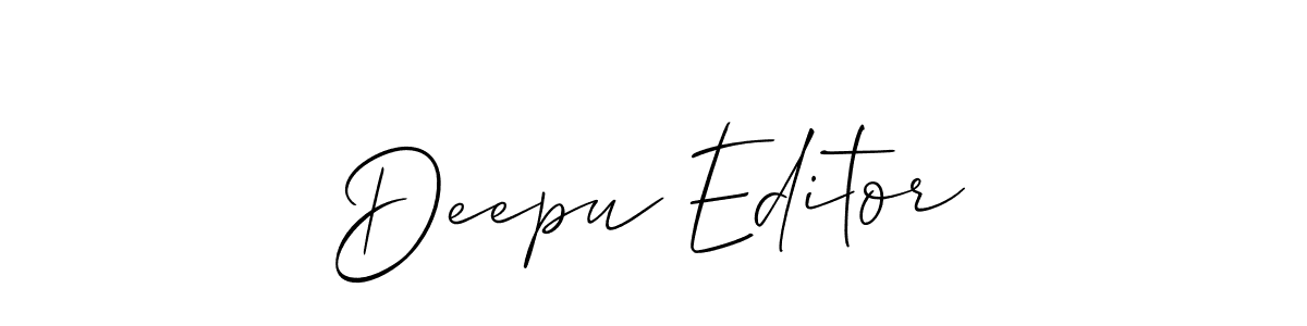 The best way (Allison_Script) to make a short signature is to pick only two or three words in your name. The name Deepu Editor include a total of six letters. For converting this name. Deepu Editor signature style 2 images and pictures png
