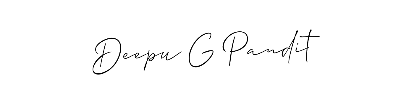 if you are searching for the best signature style for your name Deepu G Pandit. so please give up your signature search. here we have designed multiple signature styles  using Allison_Script. Deepu G Pandit signature style 2 images and pictures png