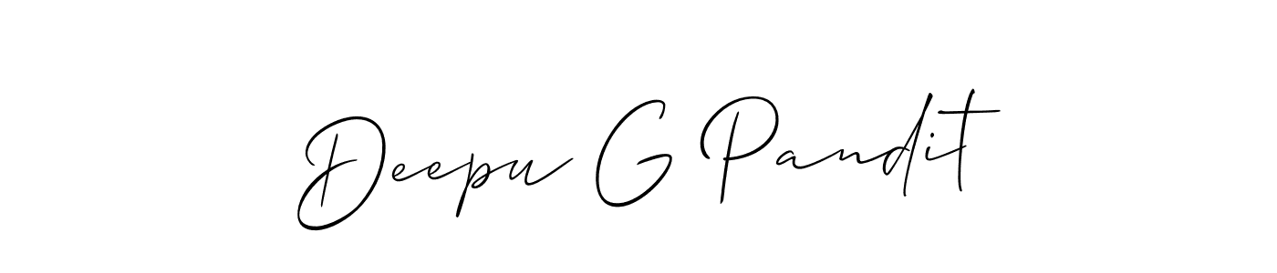 if you are searching for the best signature style for your name Deepu G Pandit. so please give up your signature search. here we have designed multiple signature styles  using Allison_Script. Deepu G Pandit signature style 2 images and pictures png