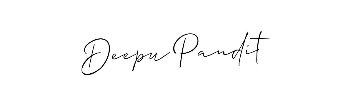 The best way (Allison_Script) to make a short signature is to pick only two or three words in your name. The name Deepu Pandit include a total of six letters. For converting this name. Deepu Pandit signature style 2 images and pictures png