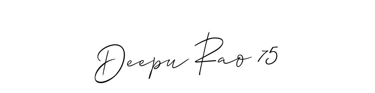 The best way (Allison_Script) to make a short signature is to pick only two or three words in your name. The name Deepu Rao 75 include a total of six letters. For converting this name. Deepu Rao 75 signature style 2 images and pictures png