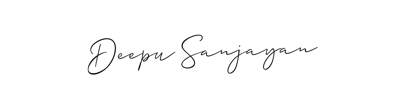 Also You can easily find your signature by using the search form. We will create Deepu Sanjayan name handwritten signature images for you free of cost using Allison_Script sign style. Deepu Sanjayan signature style 2 images and pictures png