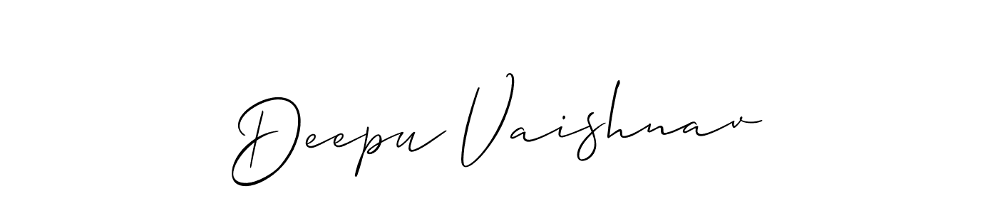 It looks lik you need a new signature style for name Deepu Vaishnav. Design unique handwritten (Allison_Script) signature with our free signature maker in just a few clicks. Deepu Vaishnav signature style 2 images and pictures png