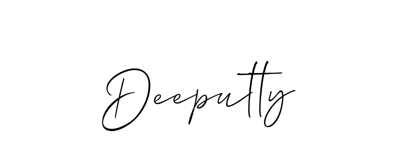 Use a signature maker to create a handwritten signature online. With this signature software, you can design (Allison_Script) your own signature for name Deeputty. Deeputty signature style 2 images and pictures png