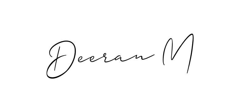 Deeran M stylish signature style. Best Handwritten Sign (Allison_Script) for my name. Handwritten Signature Collection Ideas for my name Deeran M. Deeran M signature style 2 images and pictures png