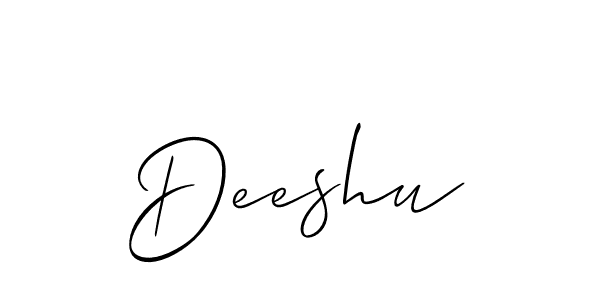 Make a short Deeshu signature style. Manage your documents anywhere anytime using Allison_Script. Create and add eSignatures, submit forms, share and send files easily. Deeshu signature style 2 images and pictures png