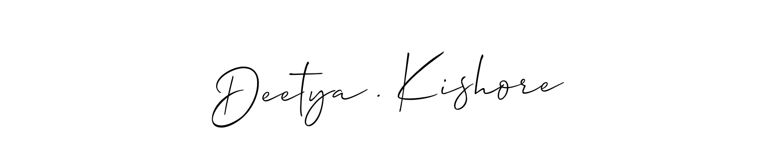 Also You can easily find your signature by using the search form. We will create Deetya . Kishore name handwritten signature images for you free of cost using Allison_Script sign style. Deetya . Kishore signature style 2 images and pictures png
