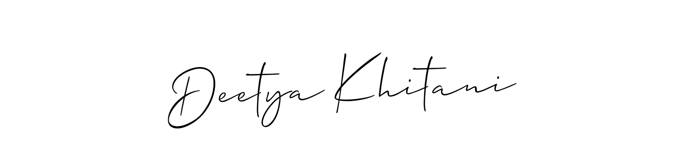 if you are searching for the best signature style for your name Deetya Khitani. so please give up your signature search. here we have designed multiple signature styles  using Allison_Script. Deetya Khitani signature style 2 images and pictures png