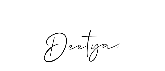 Also You can easily find your signature by using the search form. We will create Deetya. name handwritten signature images for you free of cost using Allison_Script sign style. Deetya. signature style 2 images and pictures png