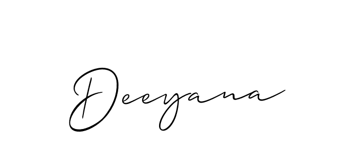 Create a beautiful signature design for name Deeyana. With this signature (Allison_Script) fonts, you can make a handwritten signature for free. Deeyana signature style 2 images and pictures png